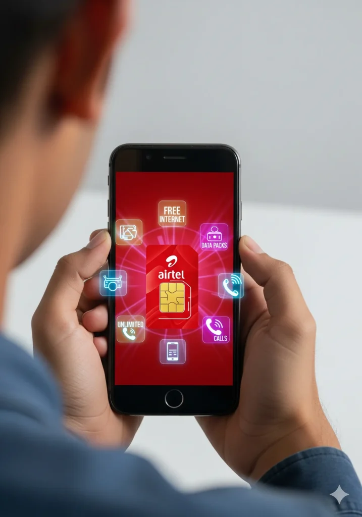 Airtel free data tricks for Indian users - smartphone with Airtel SIM