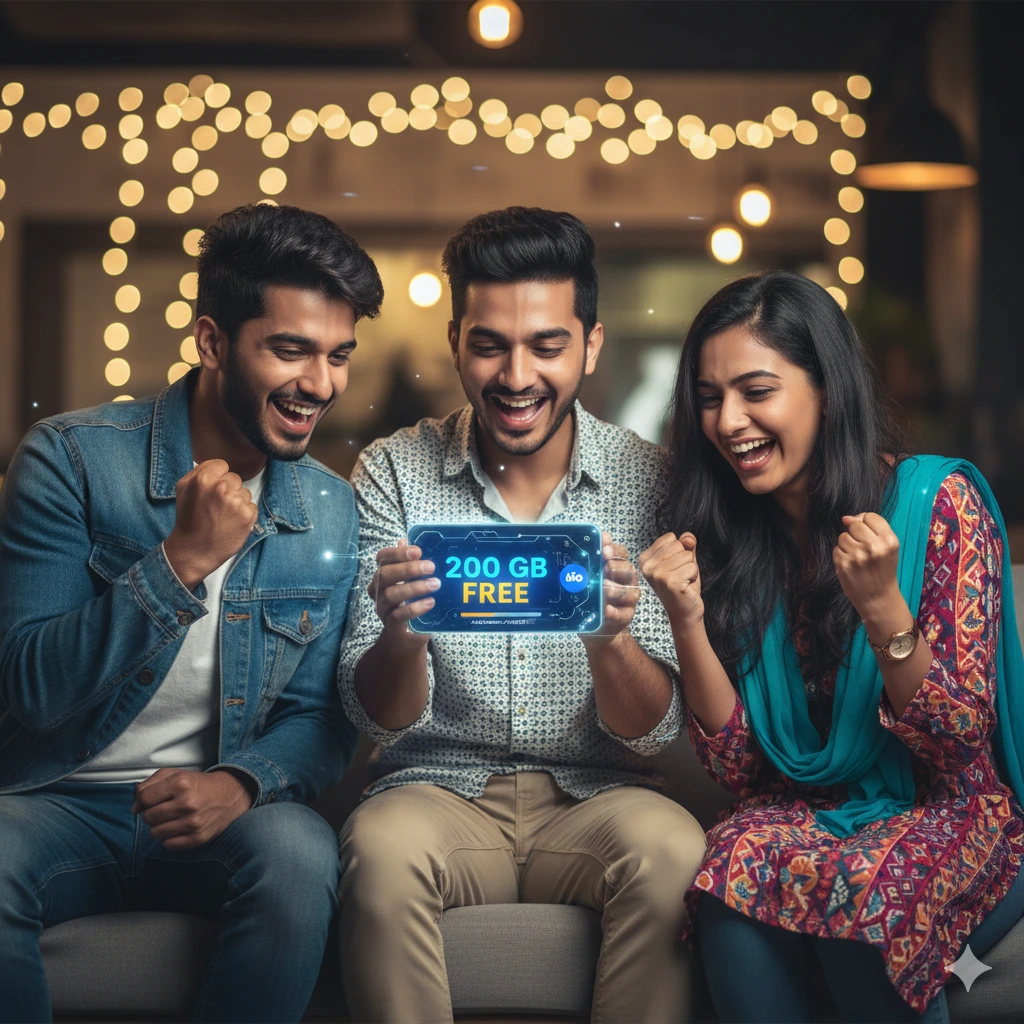 Happy Indian Jio users saving money with smart recharge tips and bonus data offers